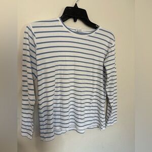 Striped Blue and White Pajama Top and shorts set